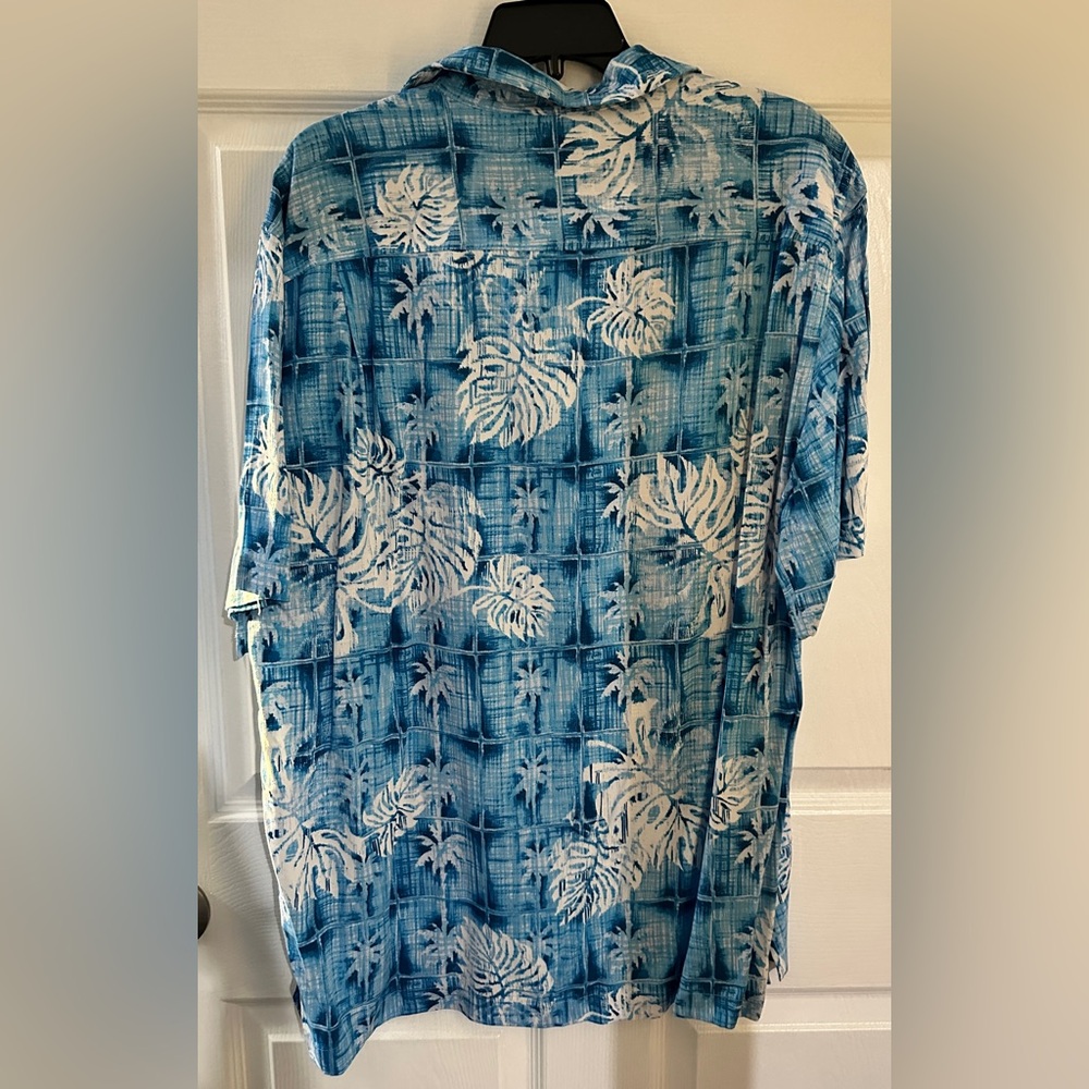 Caribbean Blue and White Hawaiian Shirt